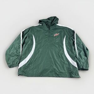 Mountain Dew Pullover Windbreaker Jacket Mens XL Green 1/4 Zip Coat Hooded Logo